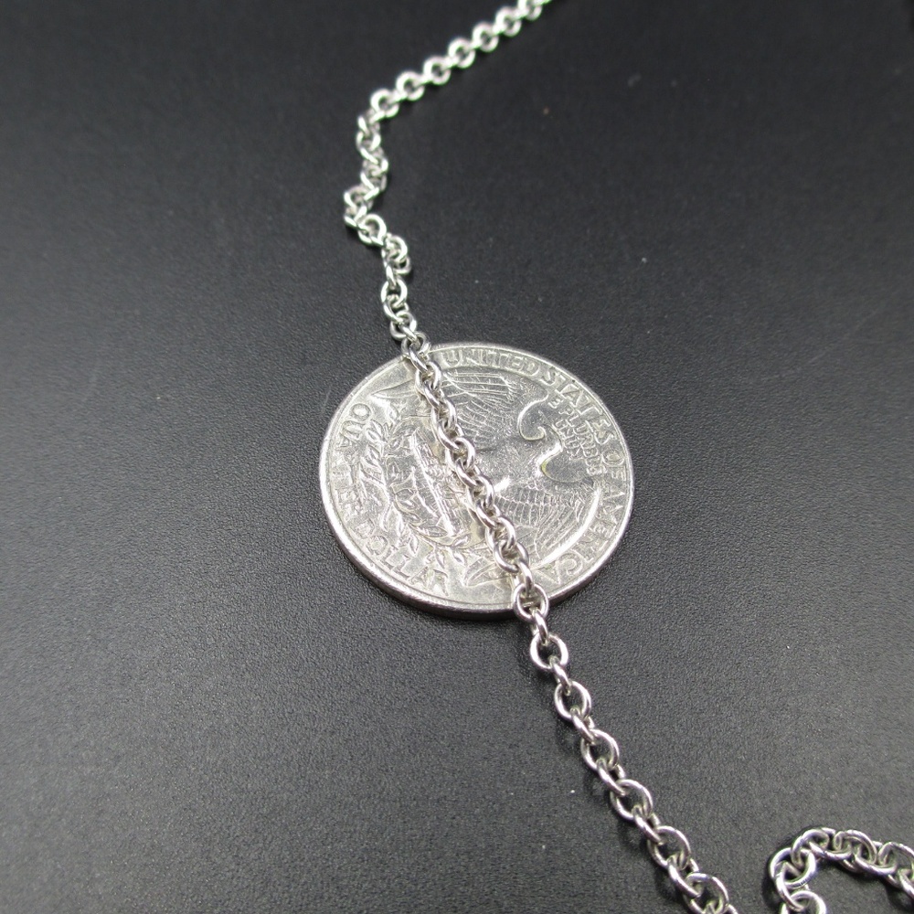 22" Silver Tone Chain & Faux Pink Stone Necklace - Picture 5 of 7